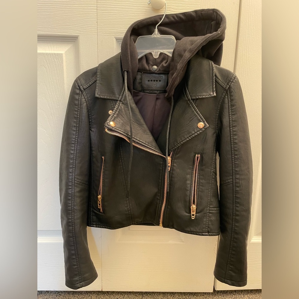 BLANK NYC Moto Jacket with detachable hood